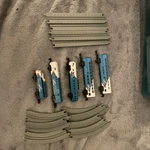 Micro Machines 5 American Passenger Train Line Galoob Blue & White Set 11 Tracks. Fixed Price $29.99.