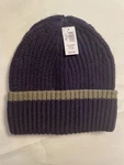 Nwt Baby Gap 0-6 Mth Navy Blue Gray Stripe Knit Cuff Winter Beanie Cotton Blend. Fixed Price $16.95.