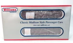 Williams By Bachmann 43449 60FT Madison Passenger Car Add-on 2-PACK Gauge, Nib. Fixed Price $160.00.