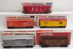 Lionel Gauge Freight Cars: 6-9413, 6-9770, 6-9405, 6-9015, 6-9213. Fixed Price $49.19.