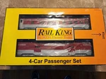 Mth Rail King Gauge Golden Rocket 4-CAR Passenger Set Red/silver 30-2102-0. Fixed Price $142.48.