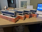 Lionel 2412,2414, & 2416 Vintage Santa Fe Blue Stripe Passenger Cars (4). Fixed Price $650.00.