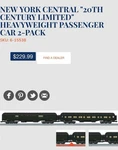 Lionel Nyc 20TH Century Limited Heavyweight Passenger Car Pack 6-15538. Fixed Price $199.00.