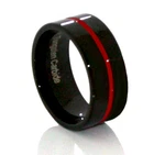 Thin Red Line Tungsten Ring 9MM Black Ip Flat Profile Mens Sizes 8 10 12 +1/2. Fixed Price $14.99.