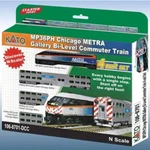 Kato 106-8701-DCC Chicago Metra Bi-level Commuter Train 4 Car Set W/dcc Scale. Fixed Price $244.99.