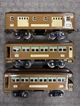 + Lionel Prewar Standard Tinplate Two Tone Brown 332 339 341 Car Passenger Set. Fixed Price $295.00.