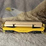 1957 Postwar Lionel #6111 Red Metal Hauler Flat Car With 3 Logs Gauge. Fixed Price $32.95.