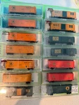 14 Scale Maine Central Boxcar Trains, Atlas, Micro & Model Power. Fixed Price $230.00.