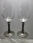 Set Of Williams Sonoma WMS20 95% Pewter Stem Wine Glasses White Water. Fixed Price $79.99.